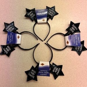 Party Pack - 4 piece HAPPY NEW YEAR Star Boppers Set * Headbands * All 4 Black *